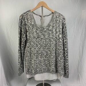 Sioni Studio Black and White with Sheer Layered Sweater Women XL Mixed Media